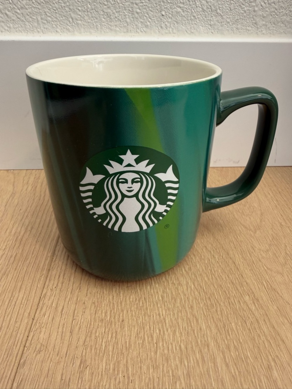 Starbucks 2022 Green Ombre 15 oz Ceramic Coffee Mug Logo Cup